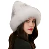 Real Mink Fur Christmas Hats Real Fox Fur Brim Winter Warm Cap for Women 9Colors7755273