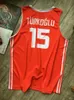 빈티지 Hedo Turkoglu #15 터키 팀 농구 유니폼 승화 인쇄 인쇄 사용자 정의 번호 4xl 5xl 6xl 저지
