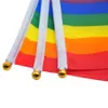 Rainbow Gay Pride Stick Flag 21*14cm Creative Hand Mini Flag Portable Waving Handhold med Home Festival Party Decor LLA964