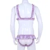 2 Unids Conjunto de Ropa Interior Masculina Sujetador Top y Calzoncillos Desnudos Hombres Calzoncillos Eróticos Lencería Suave Con Volantes Sissy Cross Dress Disfraces Sexy LY18119171