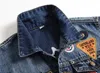 dimensioni più etichettatura Giacca di jeans dei nuovi uomini di L con borchie Lettera PABLO disegno della molla del rivestimento Jean cappotti monopetto M-XXL