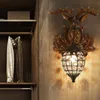 Lampade da parete in cristallo nordico Lampada a testa di cervo Camera da letto Sala da pranzo Bar Cafe Light Home Decorazione vintage Applique da parete 3357