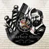 Barber Shop Schild Wanduhr Barbers Pole Vinyl Schallplatte Wanduhr Friseursalon Stylist Haarwerkzeuge Schere Barber Shop Kunstwerk Geschenk Y232W