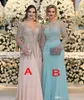 2019 Beaded Mor of the Bride Dresses Mermaid Sheer Long Sleeves Formell Godmother Evening Bröllopsfest Gästerna Klänning Plus Storlek Anpassad