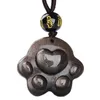 Lockets Natural Obsidian Cat Claw Necklace Pendant Handcarved Shaped Black Stone Lucky Amulet Unique Gift8411611