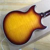 Free shipping handmade Johnny A jazz electric guitar, Semi-hollow body VOS sunburst color guitar