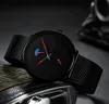 erkek kol saati CRRJU Relojes casuales de negocios para hombre a la moda 24 horas Reloj de cuarzo de diseño único Reloj de pulsera deportivo resistente al agua de malla 266w