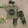 2019 Infant Baby Boy Girls Outfit T-shirt Pantaloni mimetici Fascia 2018 Daddy's Boys Girl Abbigliamento per bambini Boutique all'ingrosso Abbigliamento per bambini