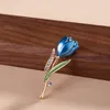 트렌디 한 우아한 튤립 꽃 브로치 핀 크리스탈 제복 쥬얼리 의류 액세서리 쥬얼리 브로치 결혼식 선물