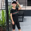 Vêtements pour enfants garçon costume de sport décontracté t-shirt shorts mode grands enfants t-shirt rayé été nouveau noir 812 ans 8484432