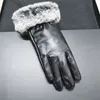 Mode zwart lederen handschoenen mode handschoenen vrouwen mannen winter warm luxe handschoenen zeer goede vijf vingers covers