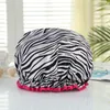 Camadas duplas impermeável Cap de chá de cozinha fumaça de fumoblack proteger make-up cabeça cabeça xampu capa zebra padrão