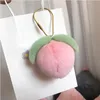 Real Genuine Rabbit Rex Fur Juicy Peach Pompom Ball Bag Charm Keychain Pendant Kids Toy Gift