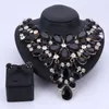 Afrikanische Perlen Schmuck Sets Für Frauen Zubehör Hochzeit Braut Strass Kristall Blume Aussage Halskette Ohrring Schmuck Set