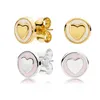 Vit \ Pink Emaljhjärta 14k Gul Guld Stud Örhängen för Pandora 925 Silver Womens Örhänge med original presentförpackning