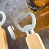 Utensili per apribottiglie da cucina Manico in legno Apribottiglie per birra in acciaio inossidabile Bar Strumento per apertura soda per vino Portatile BH1948 WCY