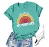 T-Shirt Frauen Kleidung Sommer Casual Shirts Brief Gedruckt Tops SIE SIND MEIN SONNENSCHEIN Tees Hot Kurzarm Runde Kragen Blusas vestidos B5783