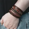 5個/セット手作りの織りのチャームラップの男性のブレスレットの女性のHomme男性のジュエリーPulserasビーズの革のブレスレット女性のバングル