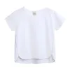 W452 Lato Dziecko Dzieci Bawełniane Koszulka Krótki Rękaw Solid Color Casual Tops Tee Boys Girls Tshirts 6 Kolory