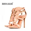 Hot sell women high heel sandals gold leaf flame gladiator sandal shoes party dress shoe woman patent leather high heels MX200407