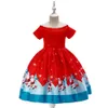 2019 Modele eksplozji Boże Narodzenie Specjalne okazje Dress Santa Claus Snowflake Cartoon Drukowana księżniczka Dress P062