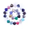 Heart Natural Stone Pendants Charms Mix Colors Loose Beads for Bracelets and Necklace DIY Jewelry Making for Women Christmas Gift NO Chain