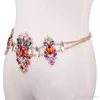 Sexig brudens kroppskedja smycken glittrande färgglada strass kristasl bikini strand bröllop fest brud smycken3121006