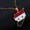 Stal nierdzewna modna mapa Syria Flag Flag Naszyjniki Syryjczyków Map Map Buinry5935044