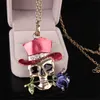 Mode Halsketten Halloween Schädel Charme Schmuck Link Kette Magier Rose Blume Anhänger Halskette für Frauen Mädchen Dame Rot Blau Lila Farben