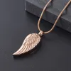IJD11731 Classic Stainless Steel Single Wing Keepsake Memorial Urn Necklace Angel Wing Cremation Jewelry for Human Ash273I