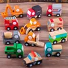 Mini modelos de vehículos de transporte de madera 5x3x4cm Avioneta excavadora Bus Van modelos niños juguetes de madera juguetes de aprendizaje y educación para bebés