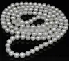 Grand collier de perles blanches de niveau 12-12mm, 55 "