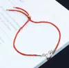 Bracciale in zircone intarsiato dal design di nicchia in stile cinese, braccialetto di gioielli regalo con braccialetto di corda rossa intrecciata a mano, personalità semplice femminile