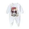 Newborn Boys Romper INS Spring Baby Girls Cat Printed Long Sleeve Jumpsuit Cute Fall Infant Cotton Casual Bodysuit Onesie C6088