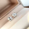 S925 sivler Simple style rectangle shape stud earring with sparkly diamond no fade color for women charm jewelry PS86442213