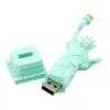 Silicone Tower USB Flash Drive 32 GB Cartoon Eiffel Tower Standbeeld van Liberty Shape Pen Drive Memory Stick 1/2/4 / 8/16/32/64/148 GB U DISK