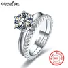 Vecalon joias finas real 925 prata esterlina conjunto de anel infinito diamante cz noivado anéis de aliança de casamento para mulheres presente de noiva