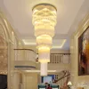 LED Modern Crystal Chandeliers American K9 Crystal Chandelier Lights Fixture Hotel Lobby Parlor Hall Big Long Lamp 3 White Color Changeable