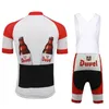 Duvel Beer Men Men Cycling Jersey Set Red Pro Team Cycling Clothing 19D Gel Breathable Pad Mtb Road Mountain Bike Use Racing Roups2925912