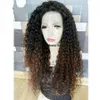 Free part Ombre brown color kinky curly lace wig Brazilian hair Lace Front Wigs synthetic heat resistant hair For black Women
