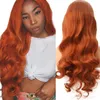 Top Quality Body Wave 24 inches Orange Color Wig Glueless Synthetic Lace Front Wig With Baby Hair Heat Resistant Hair Fashion Women Cosplay