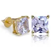 Fashion 18K Gold Hiphop Iced Out CZ Cumbic Zircon Square Stud Orees Moucles d'oreilles 0,4 0,7 0,9 cm Cadeaux pour hommes Full Diamond Eart Moucle de boucle d'oreilles