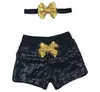 Paillettes Vestiti per bambini Pantaloncini glitterati Abiti per capelli Pantaloni da ballo bling Fascia per capelli Abiti Boutique Pantaloncini bowknot Copricapo Principessa CZYQ5030