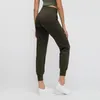 L9073 Kvinnor Skinvänliga Yoga Pants Casual Outfit med fickor Sportbyxor Fashion Loose Straight Fitness Clothing2485648