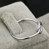 Bague à nœud fin en argent Sterling 100 925 pour femmes, bague Simple gravée S925, bijoux de bande de personnalité 7965777