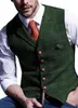 2020 Fashion Brown Groom Gilets Country Wedding Wool Herringbone Tweed Slim Fit Men's Gite pour le costume Robe Waistcoat Farm Grooms Brooms Grooms