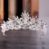 Billig silver bling tiaras kronor bröllop hår smycken krona kristall mode kväll prom party klänningar tillbehör headpieces277n