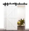 2 Dörrar Bypass Royal Pattern Black Steel Gliding Barn Door Hardware Double Closet Door Interior Door Rolling Track Set Kit