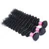 Brazilian Deep Wave Hair Weft Unprocessed Brazilian Deep Curly Hair Bundle 4Pcs Brazilian Virgin Human Hair Weaves Natural Black