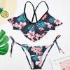 Kadınlar Mayo Of Summer Seksi bikiniler Seti Basmalı-up Ruffles Brezilyalı Beachwear mayo 2019 Yüzme Suit biquini